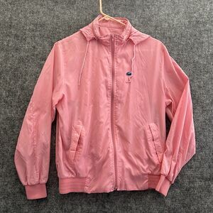 Vintage Lacoste Jacket Medium Pink Windbreaker Packable 80s Hood